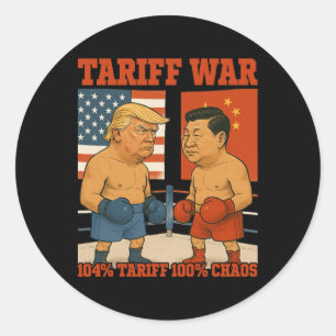 Tariff Krig Funny Trump Vs Xi Jinping Boxing Match Runt Klistermärke