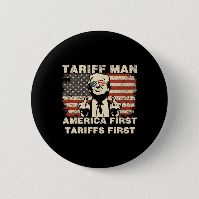 Tariff Man Funny Trump Tarrifs Meme America First Knapp (Framsida)