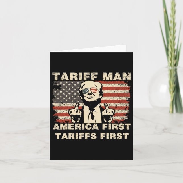 Tariff Man Funny Trump Tarrifs Meme America First Kort (Framsida)
