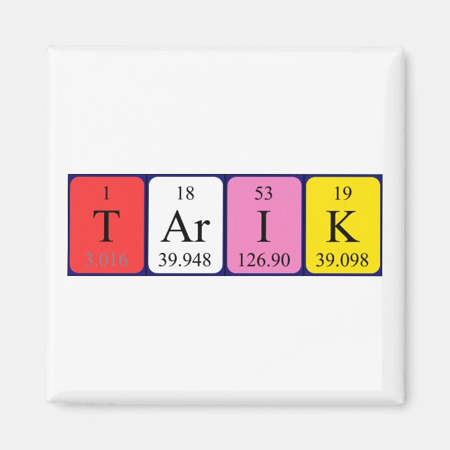 Tarik, periodisk magnet bord namn (Framsidan)