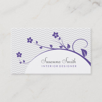 Tarjeta con flores púrpura y chevrón elegante visitkort