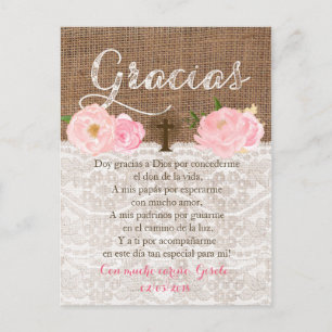 Tarjeta con oracion para invitados de Bautizo Inbjudan Vykort