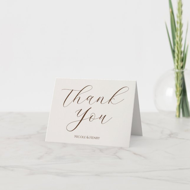 Tarjeta de Agradecimiento Boda Caligrafía y Foto  Tack Kort (Framsida)