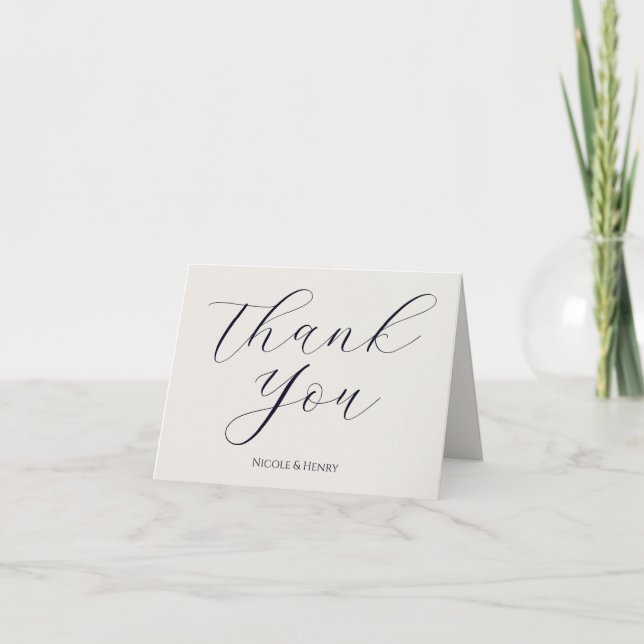 Tarjeta de Agradecimiento Boda Caligrafía y Foto  Tack Kort (Framsida)