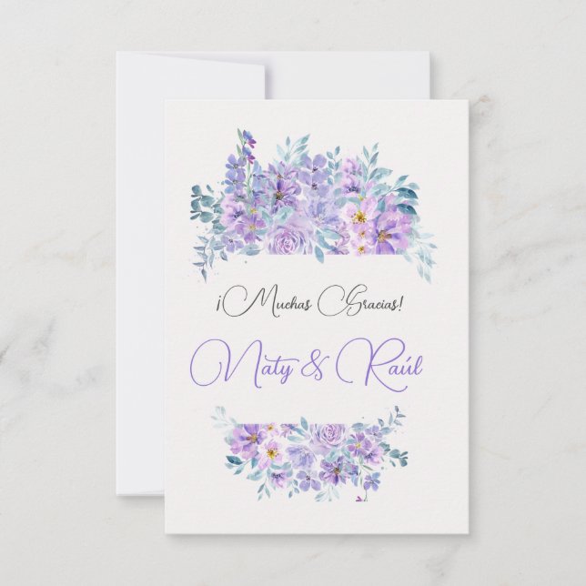 Tarjeta De Agradecimiento Boda tonos lila  Tack Kort (Framsida)