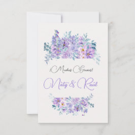 Tarjeta De Agradecimiento Boda tonos lila  Tack Kort