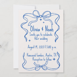 Tarjeta De Agradecimiento Elegant Blue Ribbon Wedd Tack Kort