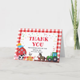 Tarjeta De Agradecimiento Farm animals Birthday ki Tack Kort
