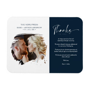 Tarjeta De Agradecimiento Modern Brushstoke Photo Magnet