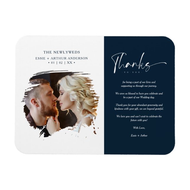 Tarjeta De Agradecimiento Modern Brushstoke Photo Magnet (Horisontell)