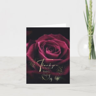 Tarjeta de agradecimiento plegada con rosa tack kort