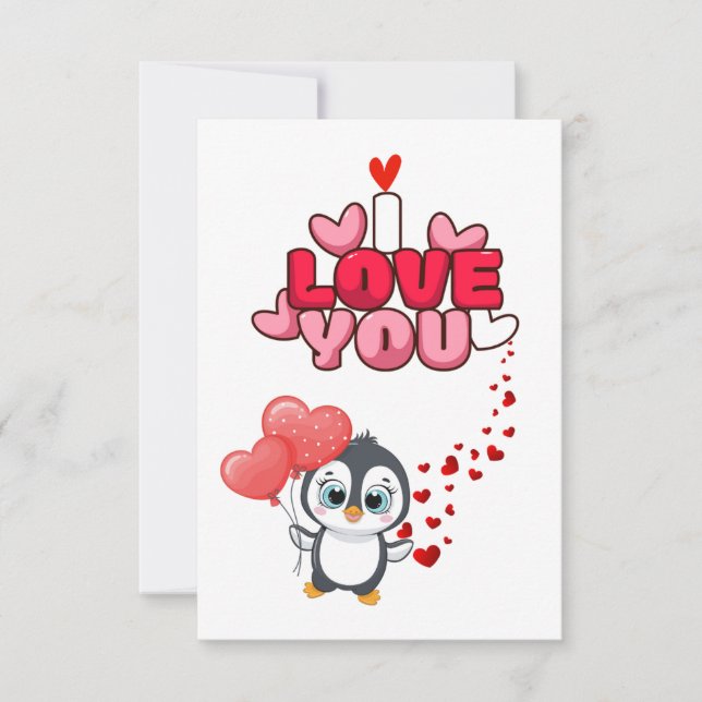Tarjeta de amor pinguins love kort (Framsida)