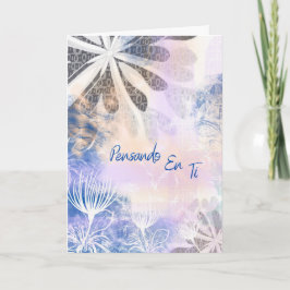 Tarjeta de Ánimo Azul Acuarela Floral Kort