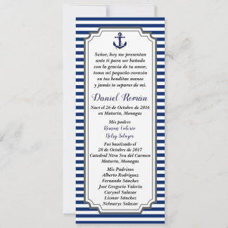 Tarjeta de Bautizo Nautico Ancla azul gris Inbjudningar