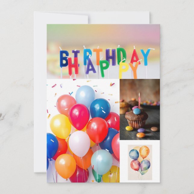 Tarjeta de cumpleaños dulce y divertida – Happy Bi Inbjudningar (Framsida)