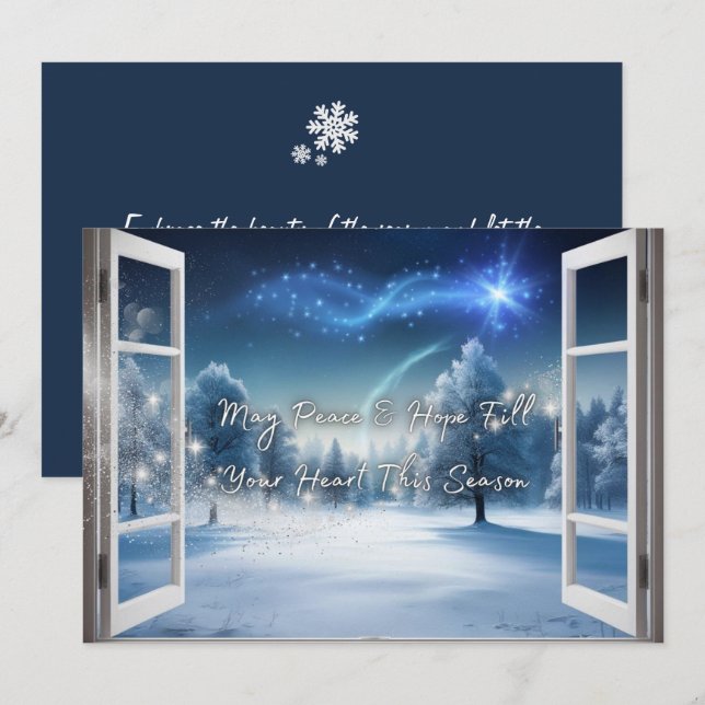 Tarjeta de Esperanza y Paz con Escena Invernal Julkort (Fram/baksida)