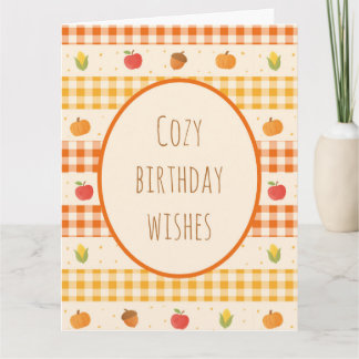 Tarjeta de felicitación de cumpleaños en otoño, tack kort
