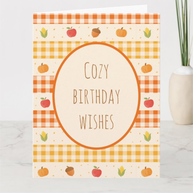 Tarjeta de felicitación de cumpleaños en otoño, tack kort (Framsida)
