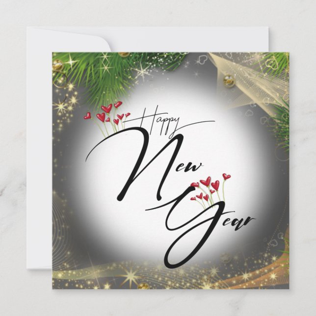 Tarjeta de felicitación plana con corazones kort (Framsida)