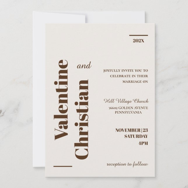 Tarjeta de Invitación Boda Minimal Modern Foto Inbjudningar (Framsida)