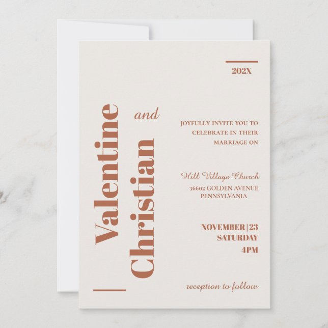 Tarjeta de Invitación Boda Minimal Modern Foto Inbjudningar (Framsida)