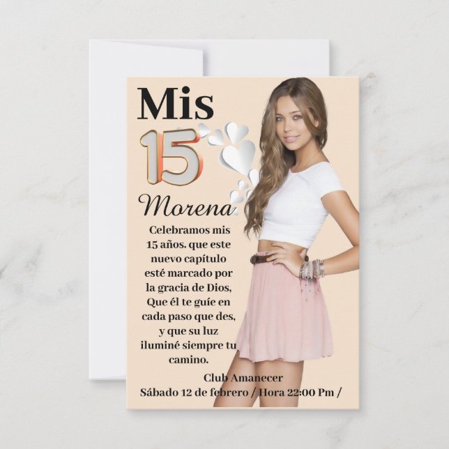 Tarjeta de invitación de 15 años inbjudningar (Framsida)