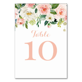 Tarjeta De Mesa Floral watercolor pink table numbe Bordsnummer