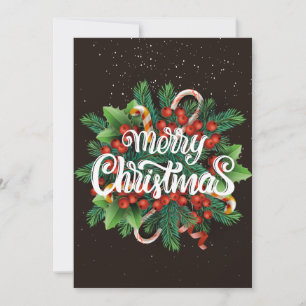 Tarjeta de navidad con adorno en fondo negro julkort