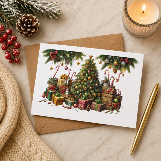 Tarjeta de Navidad con imagen de árbol de Navidad Kort