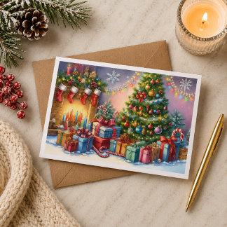 Tarjeta de Navidad con imagen de árbol de Navidad Kort