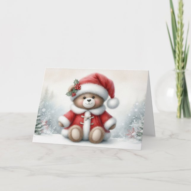 Tarjeta de Navidad con imagen de osito de Navidad Kort (Framsida)