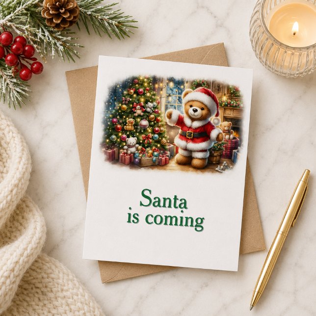 Tarjeta de Navidad con imagen de osito y árbol  Kort (Skapare uppladdad)
