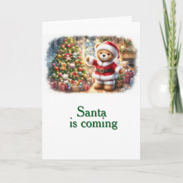 Tarjeta de Navidad con imagen de osito y árbol  Kort