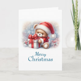 Tarjeta de Navidad con imagen de osito y regalos Kort