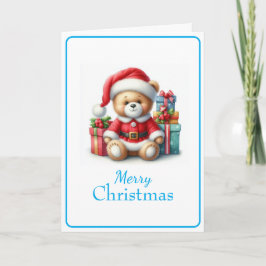 Tarjeta de Navidad con imagen de osito y regalos Kort