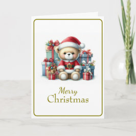 Tarjeta de Navidad con imagen de osito y regalos Kort