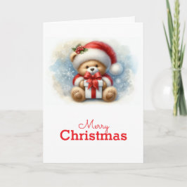 Tarjeta de Navidad con imagen de osito y regalos Kort