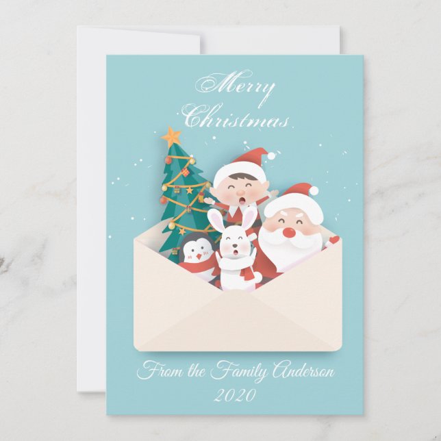 Tarjeta de navidad con sobre y detalles navideos julkort (Framsida)