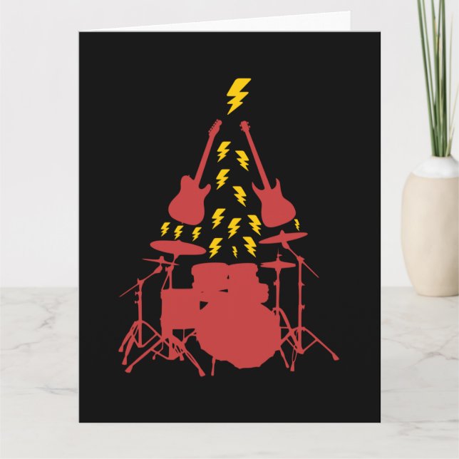 Tarjeta de navidad ideal rockeros - árbol navideño tack kort (Framsida)