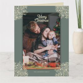 Tarjeta de Navidad ilustración hojas abeto verde Kort