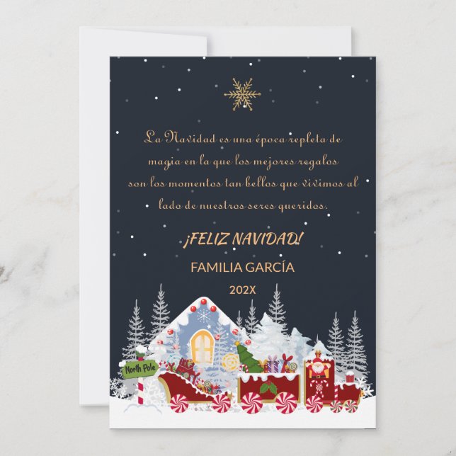 Tarjeta de Navidad Nombre Editable Polar Express Julkort (Framsida)