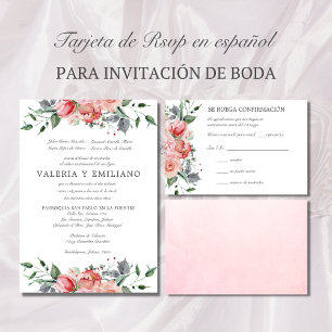 Tarjeta de OSA de boda rosa elegante Spansk OSA Kort