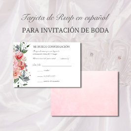 Tarjeta de OSA de boda rosa elegante Spansk OSA Kort