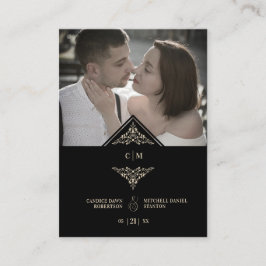 Tarjeta De Recepción RSVP Gold Wedding Initials Fl Tilläggskort