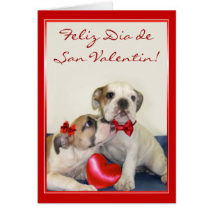 Tarjeta de San Valentin con cachorros bulldog Hälsningskort