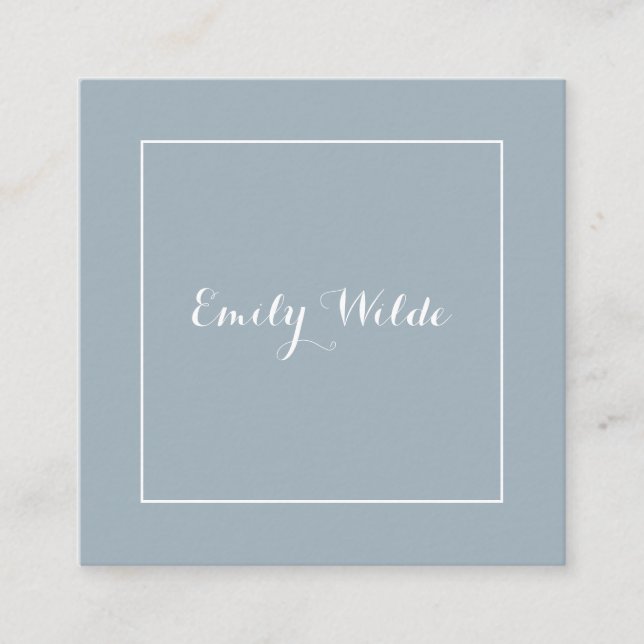 Tarjeta de visita Cuadrada Blue White BusinessCard Fyrkantigt Visitkort (Framsida)