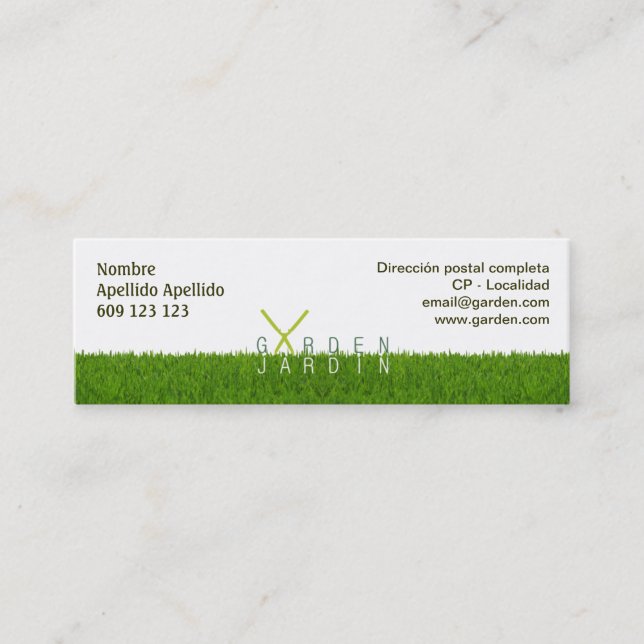 Tarjeta de visita Garden_jardín 76x25mm Mini Visitkort (Framsida)