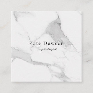 Tarjeta de visita Grey White Marble Business Card Fyrkantigt Visitkort