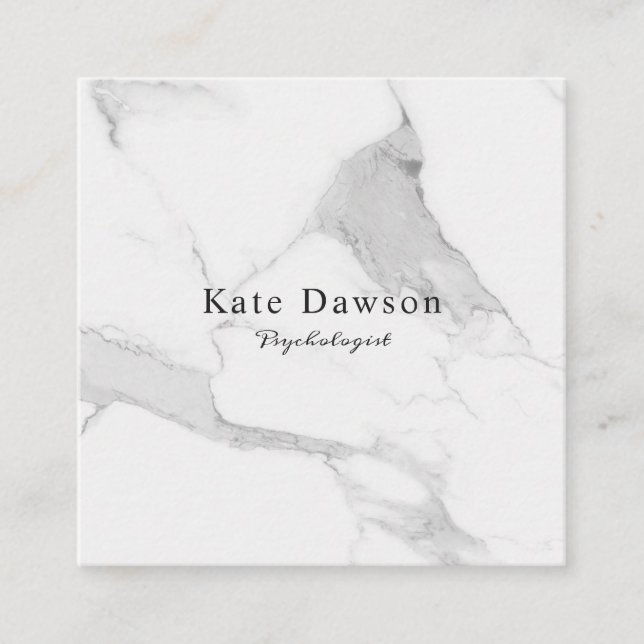 Tarjeta de visita Grey White Marble Business Card Fyrkantigt Visitkort (Framsida)