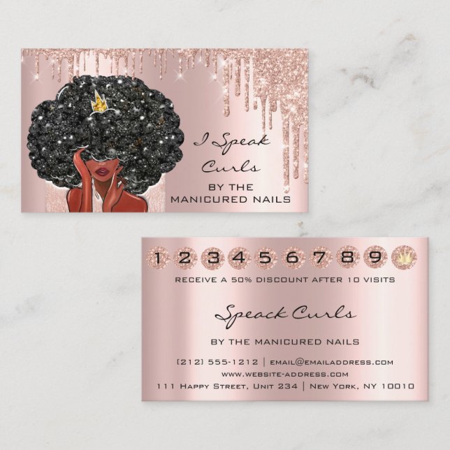Tarjeta De Visita Loyalty Card 10 Slår Curly Hair Visitkort (Fram/baksida)